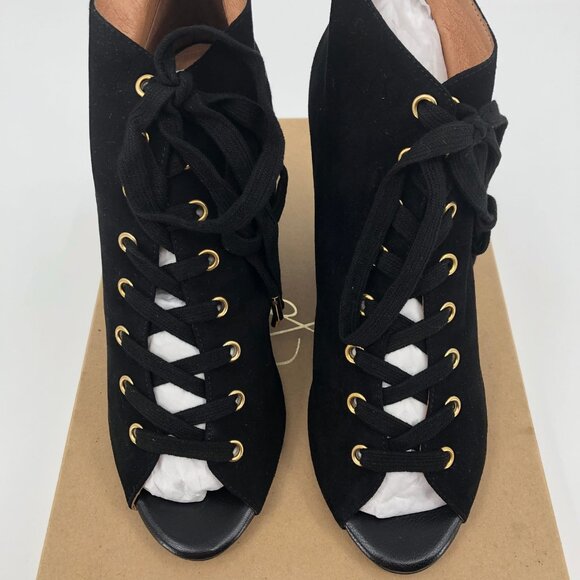 Joie Black & Gold Lace-Up Heeled Boots | Versatile for All Seasons - Picture 5 of 5